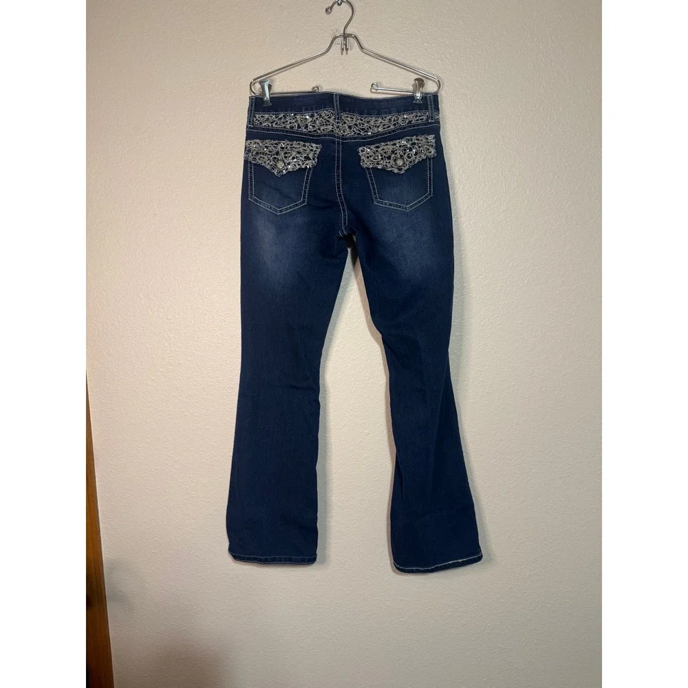 a.n.a A New Approach Womens Bootcut Jeans‎ Dark Wash Sequin Size 10 31 Inseam